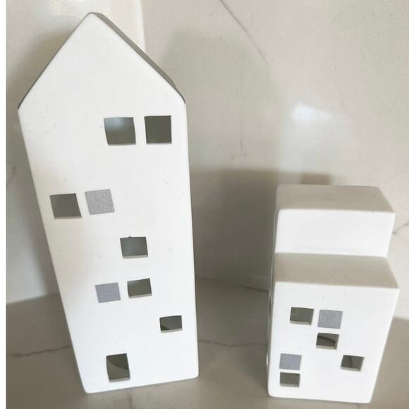 Unique Ceramic Tea Lighthouses Set of 2, Inspired by Kahler Urbania - Picture 3 of 9